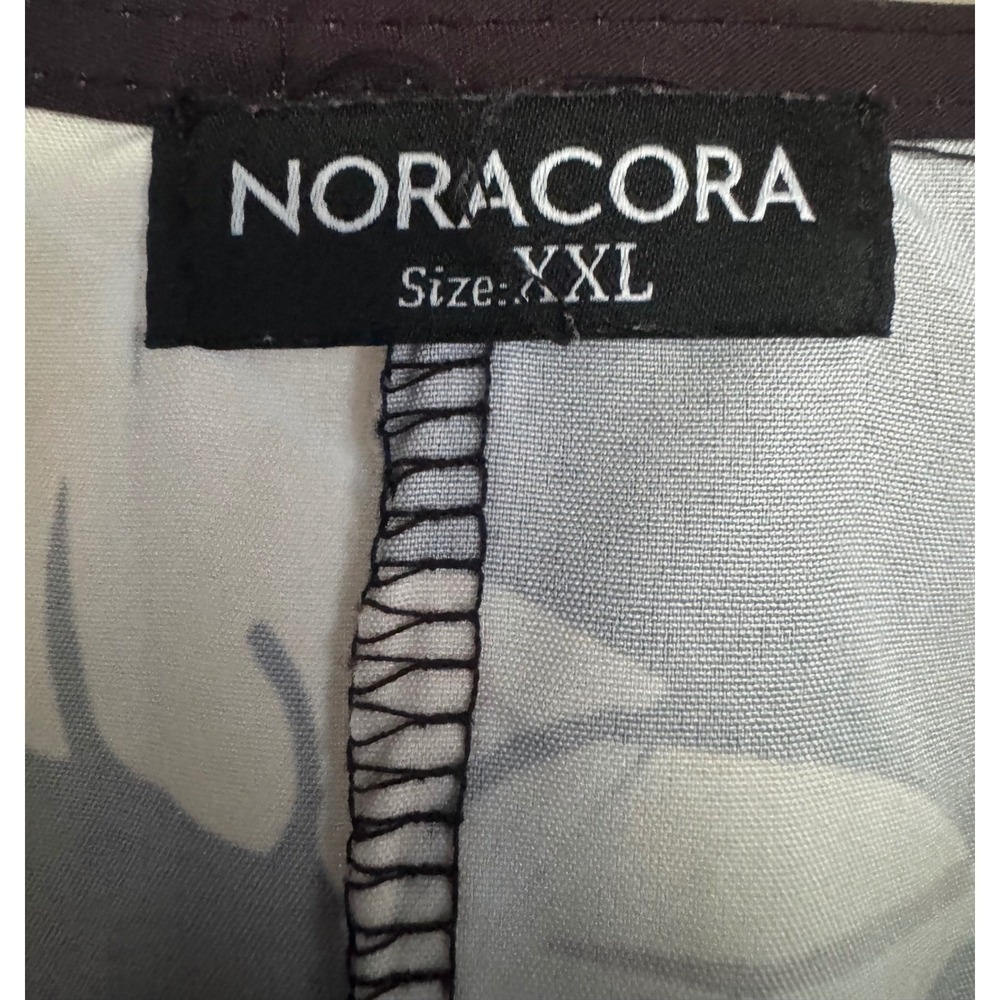 Title: Noracora Leaf Print Ruffle Sleeve Dress XXL Black Cream MSRP $49 - Picture 4 of 6